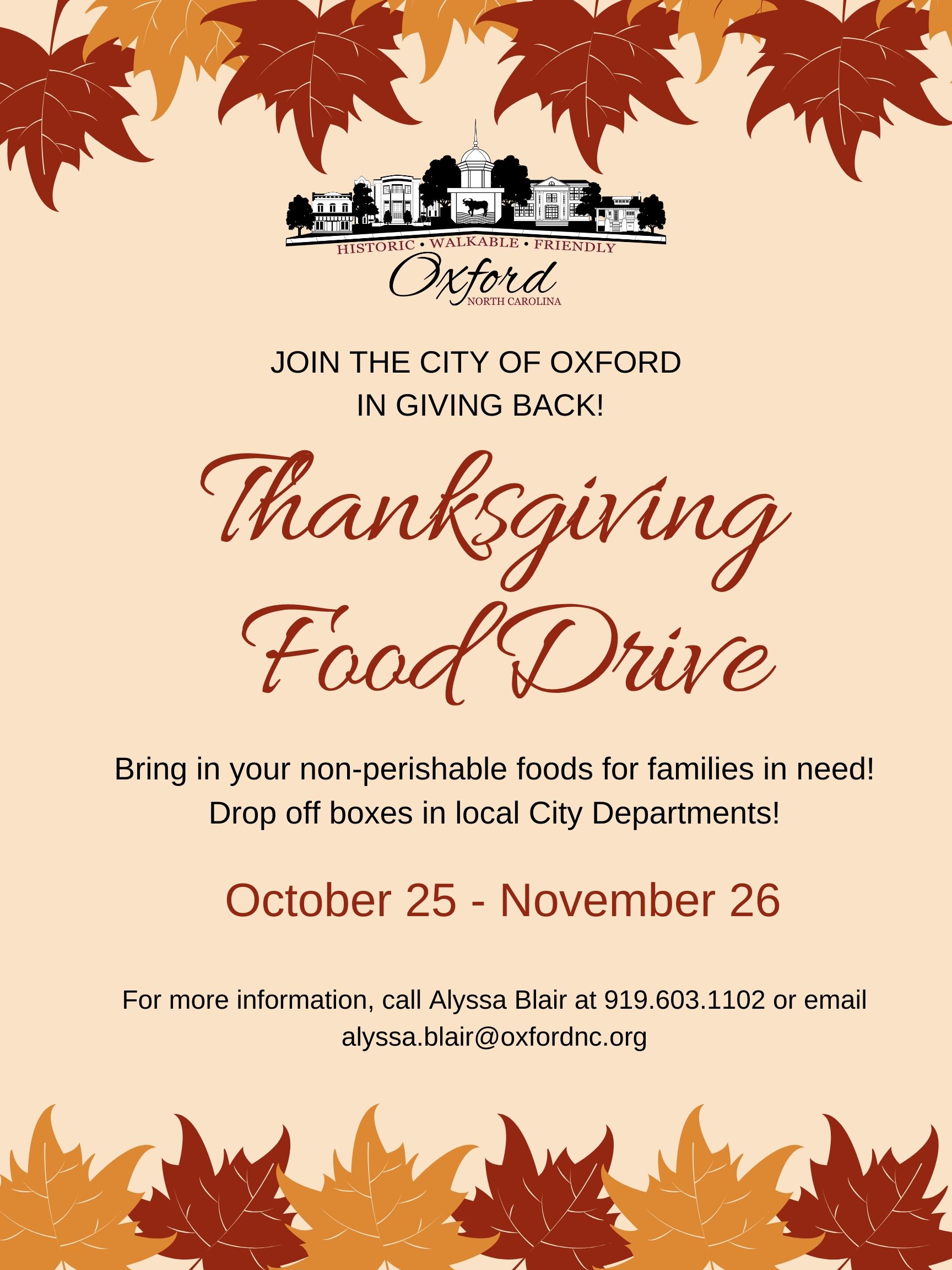 JOIN THE CITY OF OXFORD IN GIVING BACK!